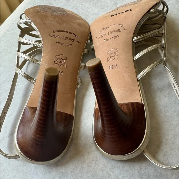 Via Spiga Gold Strappy Heels, Size 10m - Picture 4 of 4